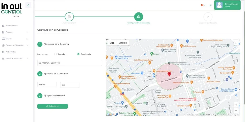 Pantalla de solicitud de demo de InOut Control configurada por Zuiron Lab