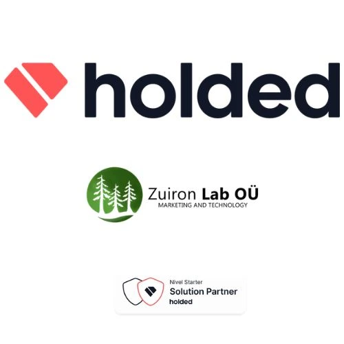 Logotipos de Holded y de Zuiron Lab con el distintivo de Solution Partner de Holded