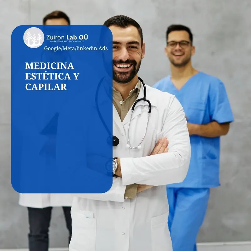 Anuncio de ejemplo de una clínica de medicina estética y capilar con su equipo médico
