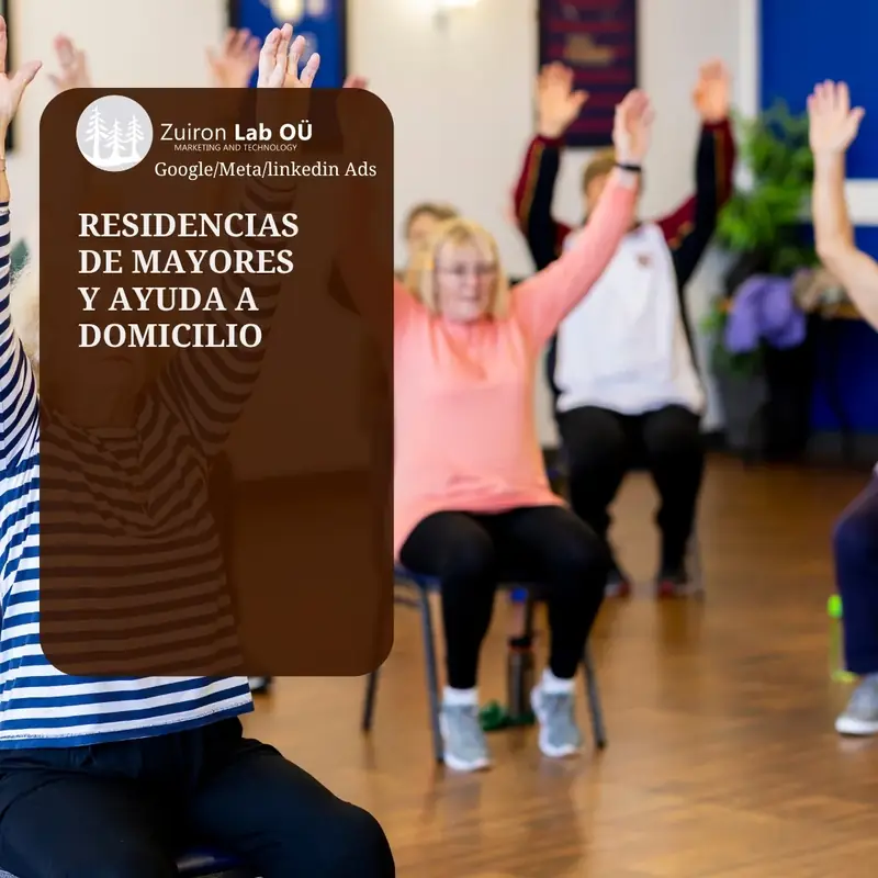 Anuncio de ejemplo de residencia de mayores: sesión de gimnasia para residentes